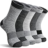 SAVALOS Merino Wool Hiking Socks Thermal Warm Winter Cozy Cushioned Moisture Wicking Crew Socks for Women 5 Pairs