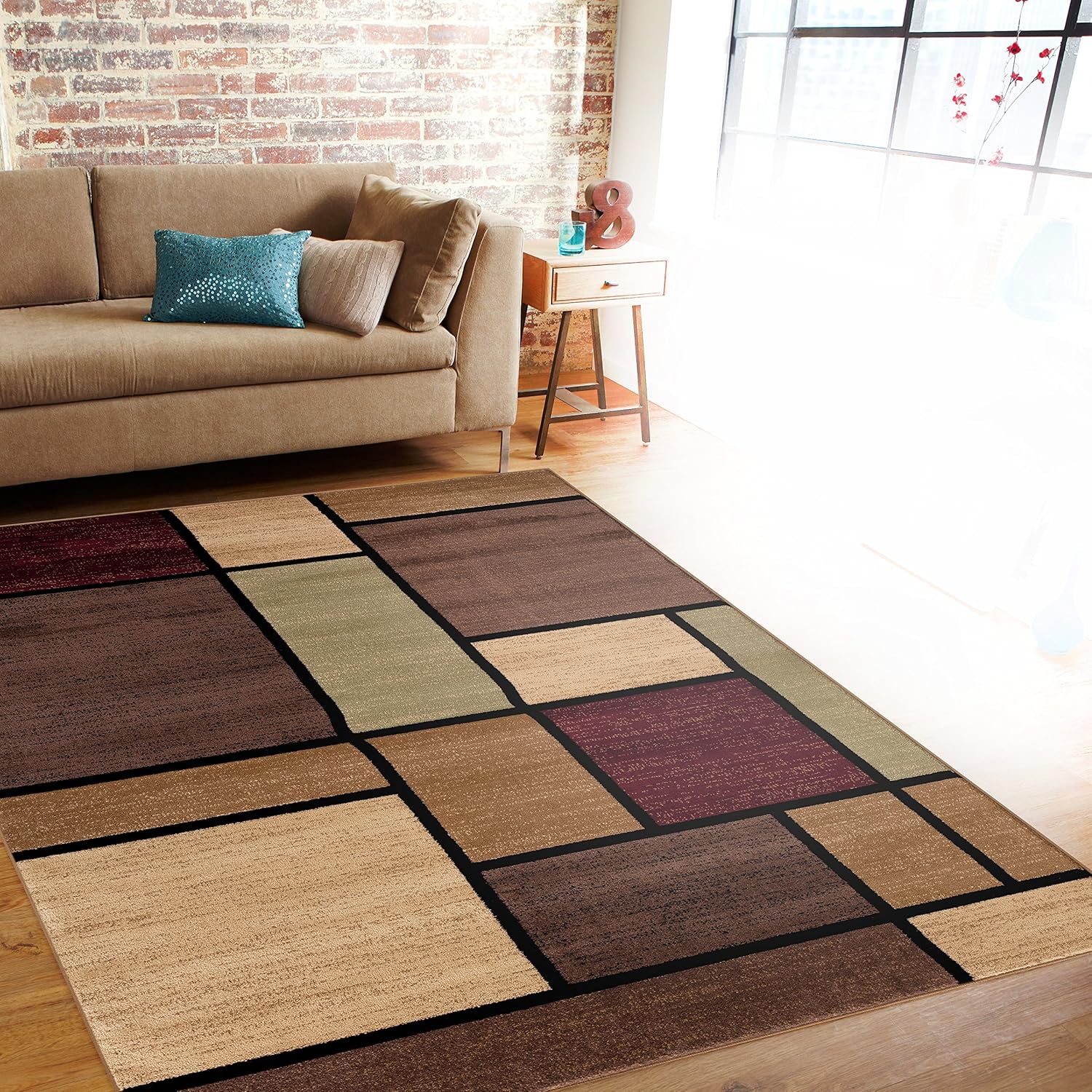 Amazon Rug Decor Contemporary Modern Boxes Area Rug 7 10