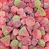 Sour Fruit Jelly Candy Mix, Dye Free Candy, Vegan Gummies, 1 Lb Bag | Cherry, Watermelon, Peach, Chewy Candy with Real Fruit Puree