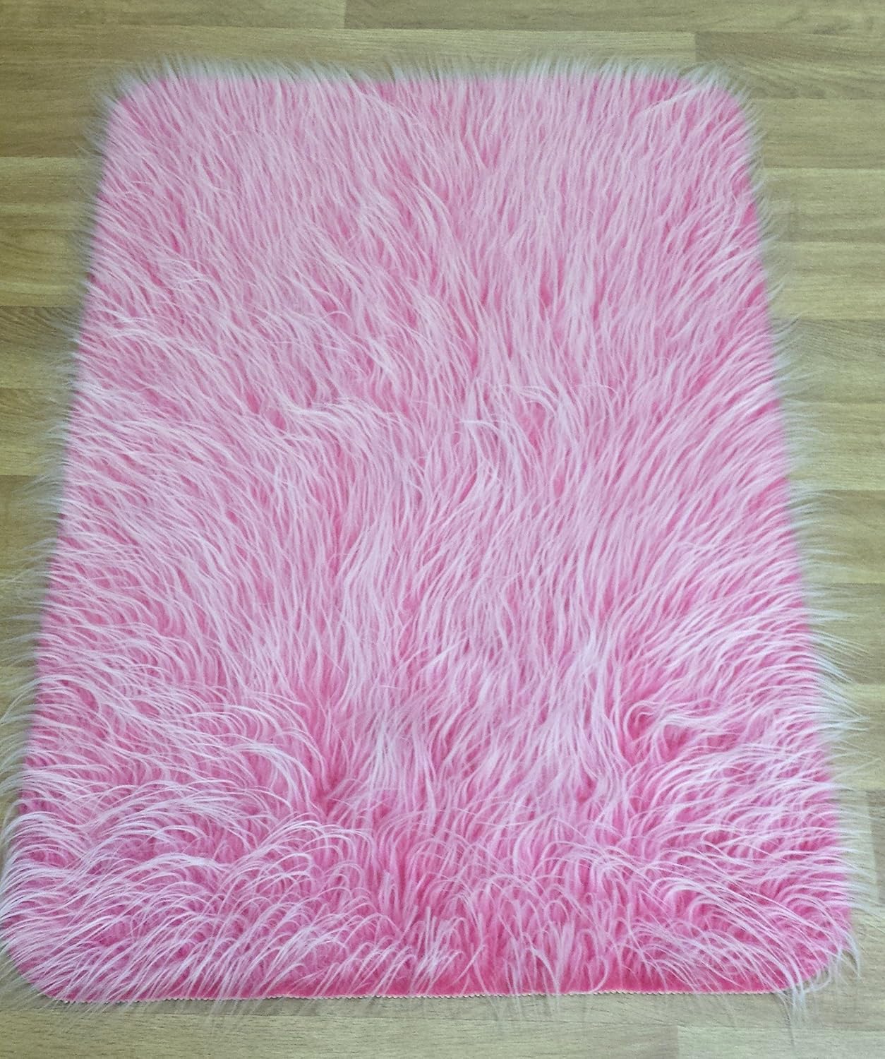 Fuschia Pink Frosted Mongolian Faux Fur Shaggy Rug 70cm x 130cm Rugs of