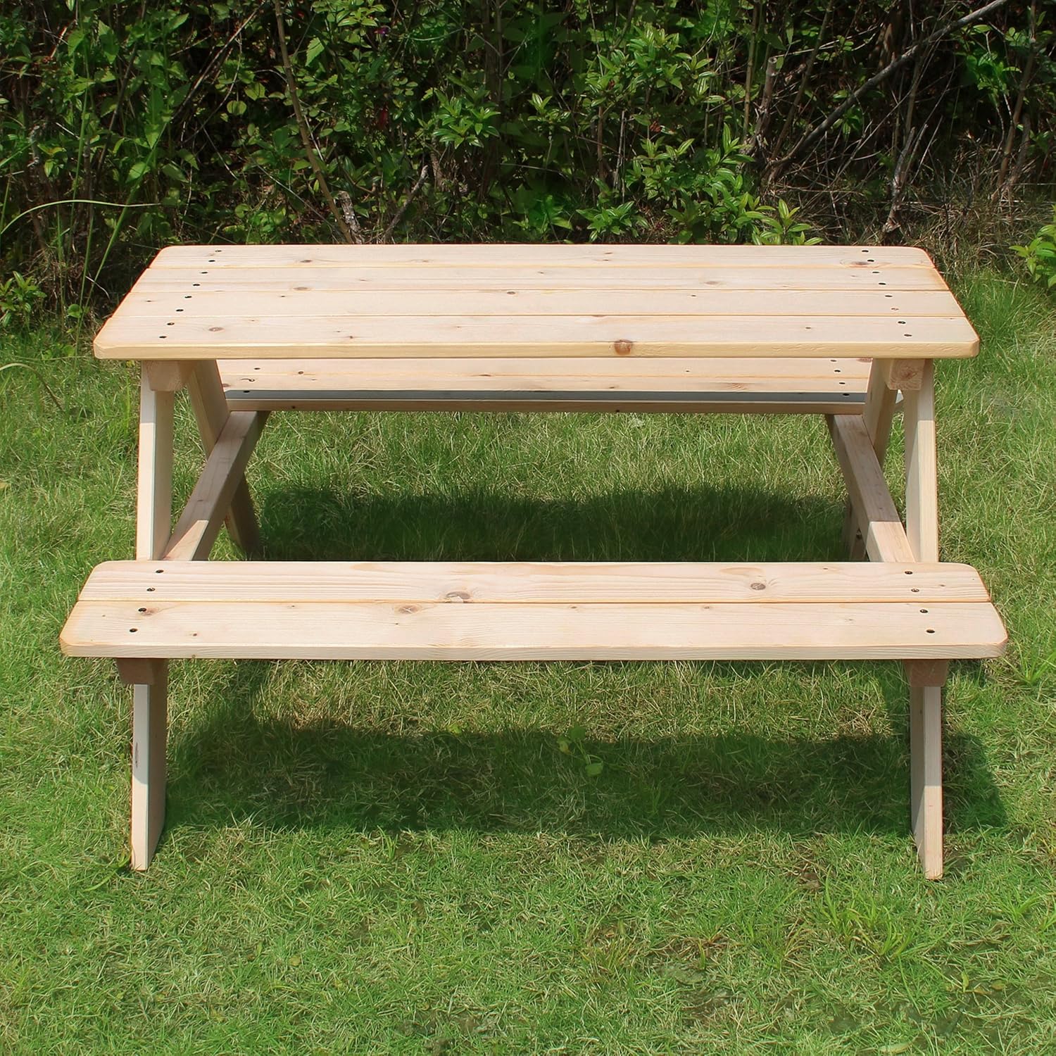 Merry Garden Kids Wooden Picnic Bench Outdoor Patio Dining Table, Natural : Outdoor Benches : Garden & Outdoor
