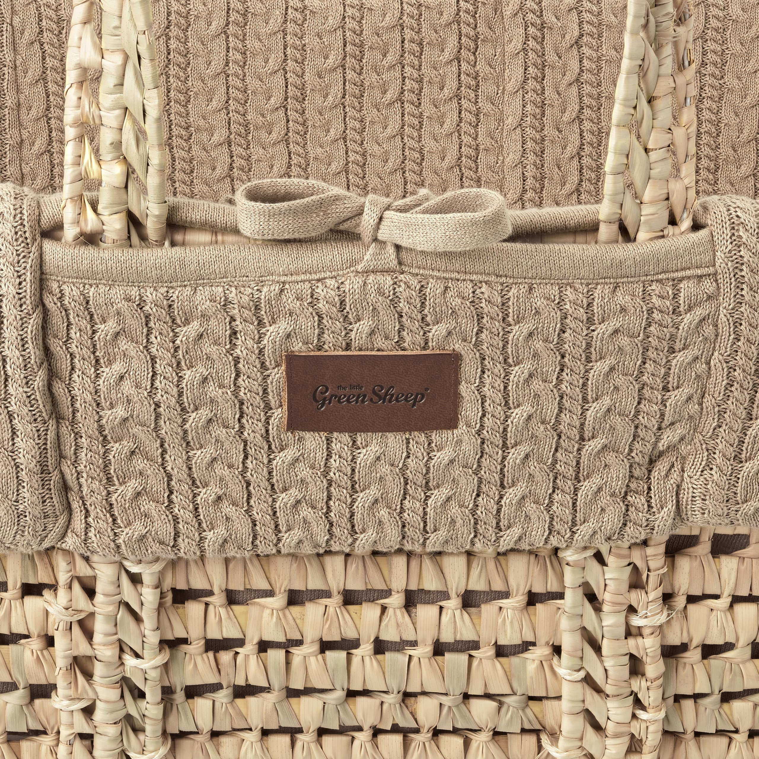 The Little Green Sheep Cable Knit Moses Basket Replacement Liner - Truffle — image 1