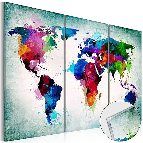 murando - Acrylglasbild Weltkarte 120x80 cm - 3 Teilig - Bilder Wandbild - modern - Decoration k-A-0006-k-h