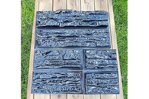 BETONEX 6 pcs ABS 2mm Flagstone Limestone Natural Stone Mold Plastic Cement Molds Cement Wall Mould Concrete Tile Brick DIY Forms - Molds for Concrete Prensa De Pared Moldes para Cemento Rock