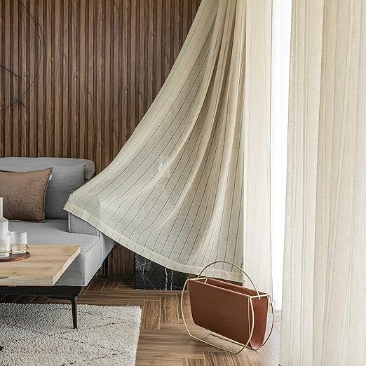 Home Brilliant Curtains Semi Sheer Curtain Panels Stripes Window