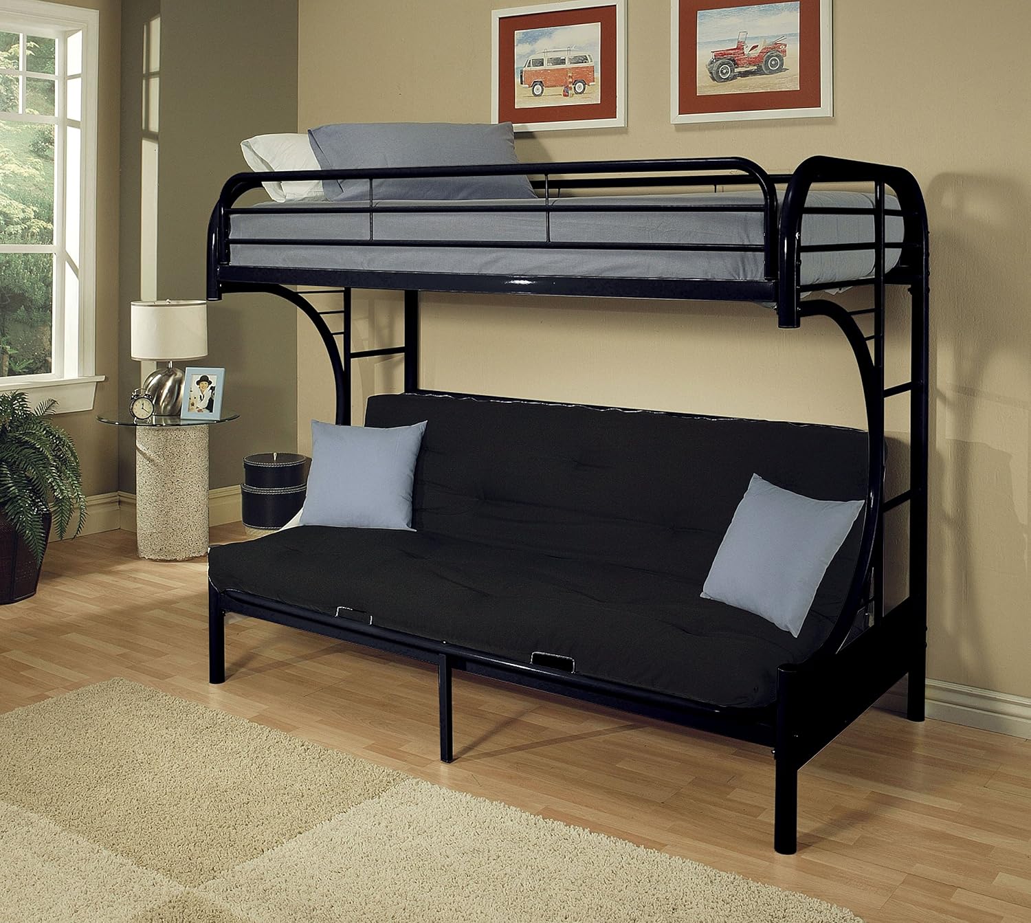 Amazon Com Acme Eclipse Futon Bunk Bed Twin X Large Queen Black