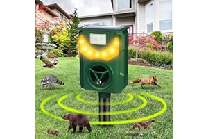 JAHY2TECH 2024 Upgraded Solar Ultrasonic Animal Repellent Outdoor Cat Repellent with PIR Motion Sensor Flame Light Bird Repellent Deer Repellent Raccoon Repellent Squirrel Repellent Coyote Deterrent