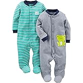 Simple Joys by Carter's baby-boys 2-way Zip Thermal Footed Sleep and Play, Pack of 2