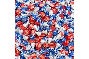 LAETAFOOD Patriotic Candy, Independence Day Chocolate Mix - HERSHEY’S KISSES and REESEScups (2 Pound Bag - Approx. 140 Count)