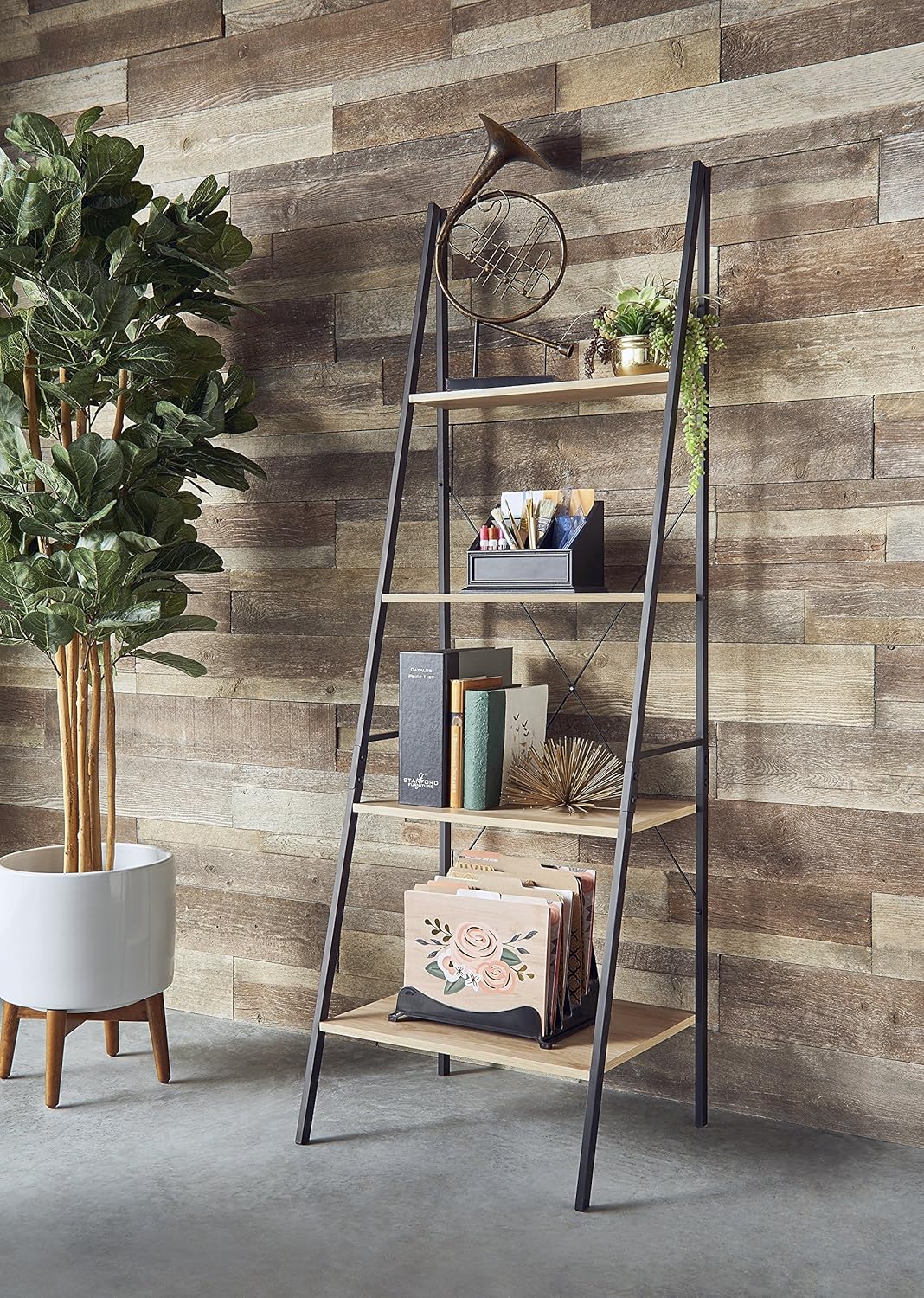 ClosetMaid 1312 4-Tier Wood Ladder Shelf Bookcase, Natural: Home & Kitchen
