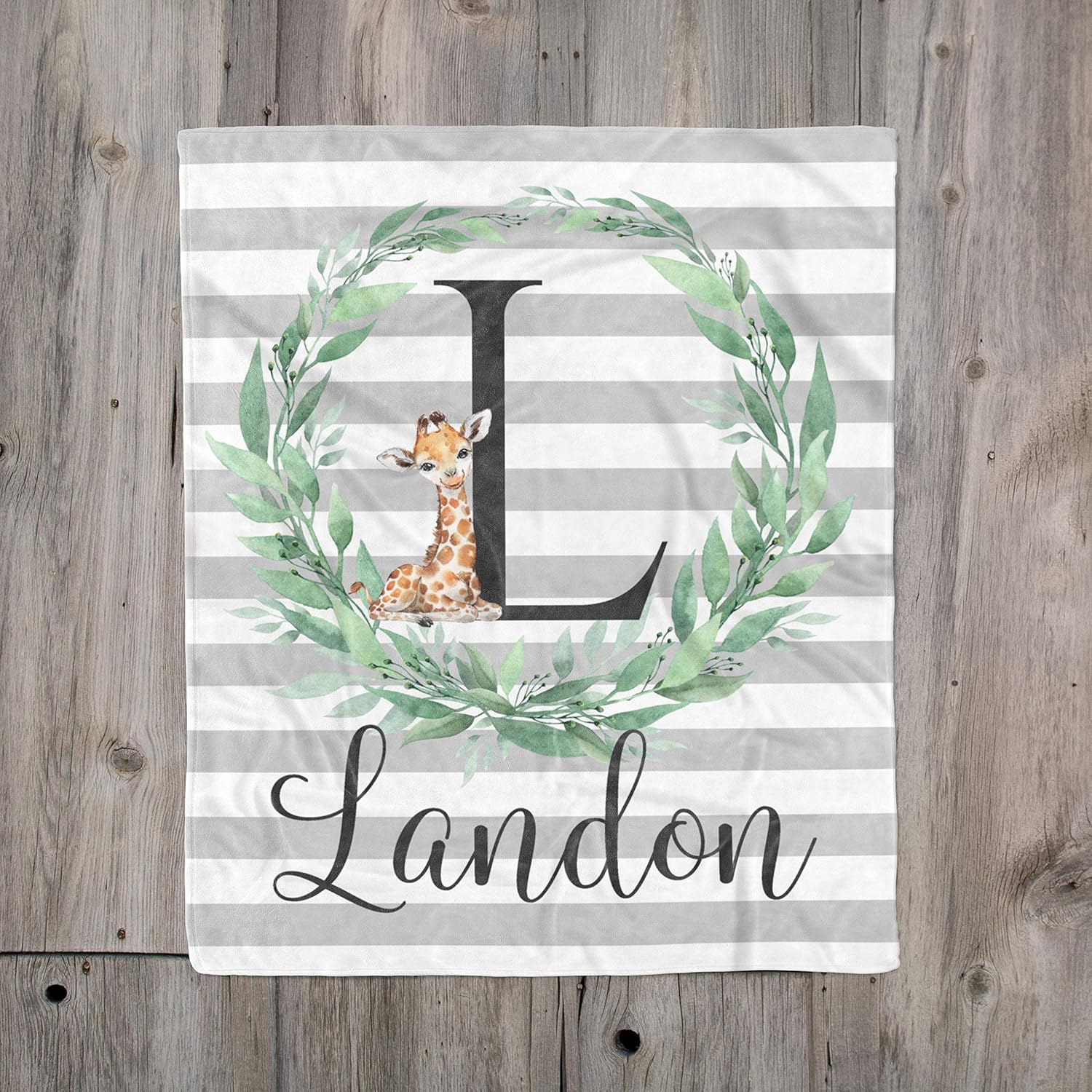 monogrammed little giraffe blanket