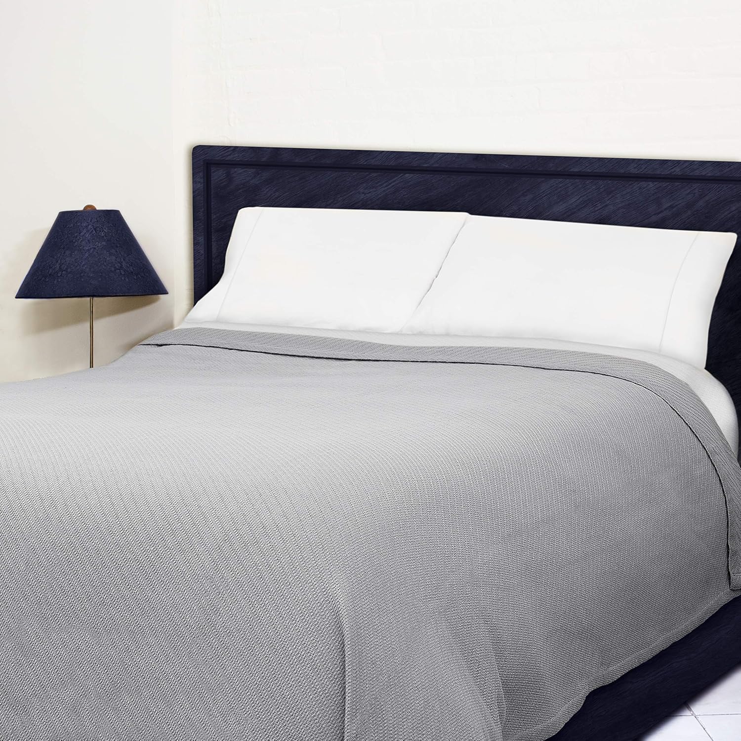 COTTON CRAFT - 100% Super Soft Premium Cotton Herringbone Twill Thermal Blanket - Full/Queen Grey: Home & Kitchen