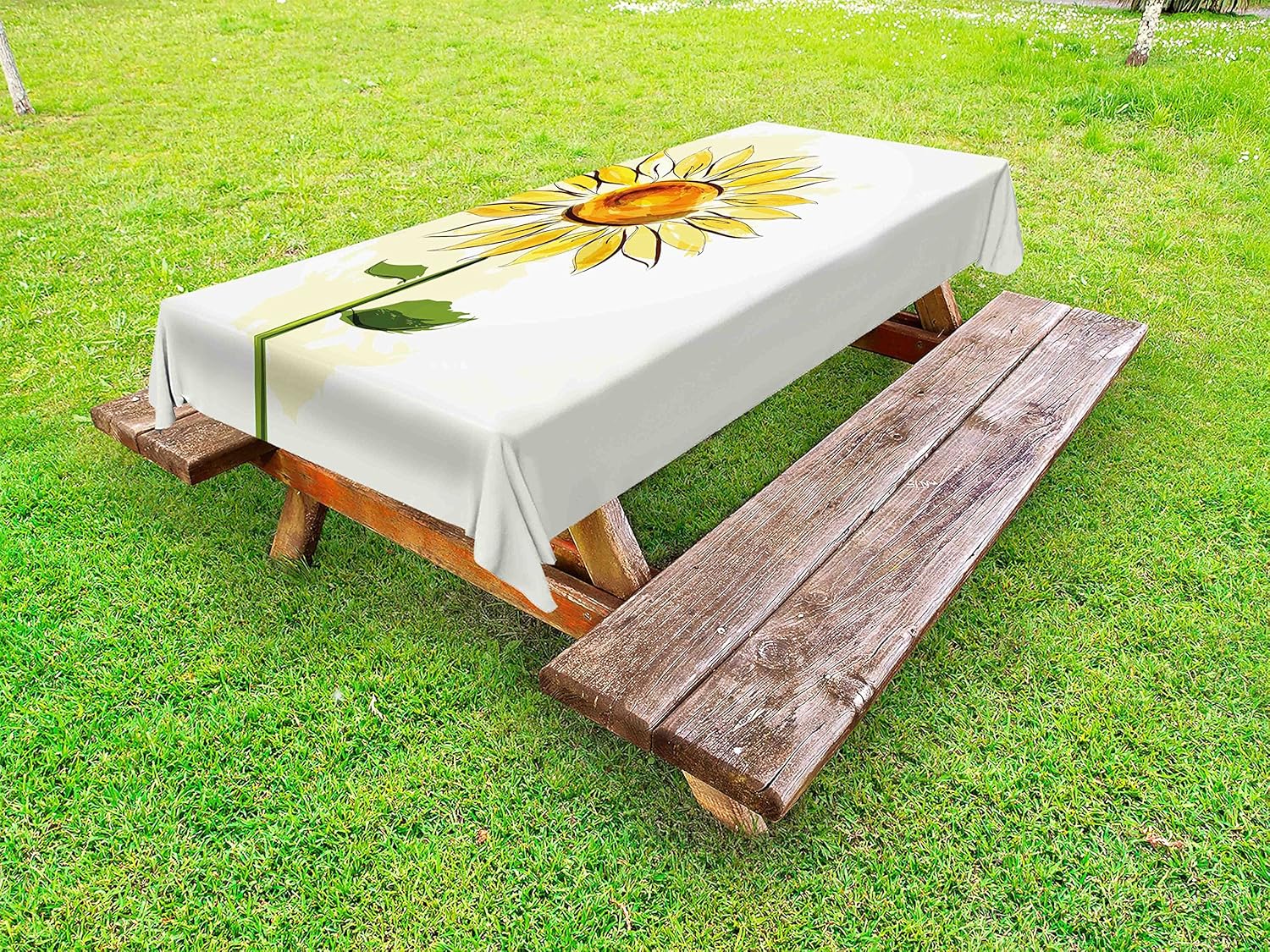 Lunarable Flower Outdoor Tablecloth, Summer Sunflower in