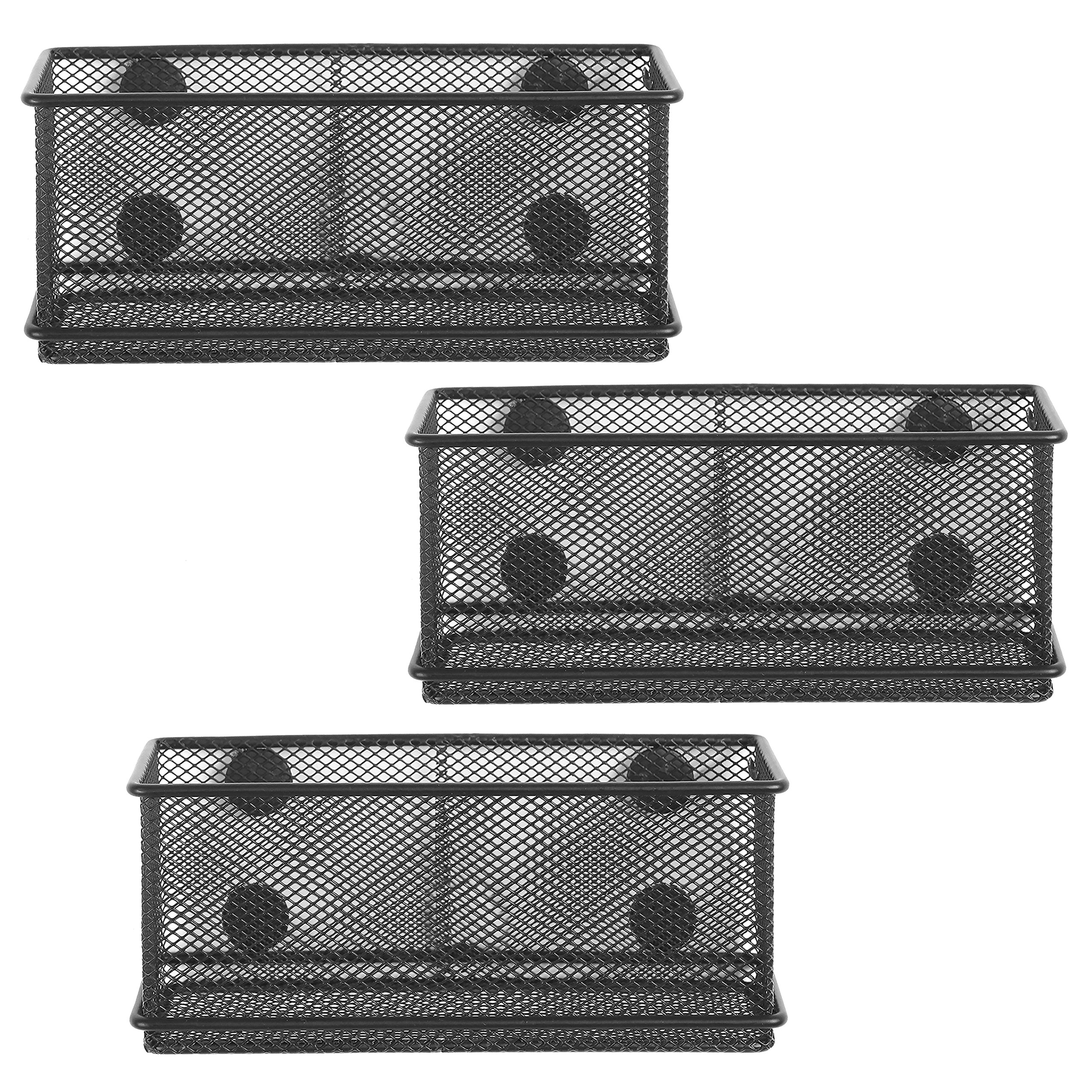 Wire Mesh Storage Baskets Office Supply Organizer Set of 3 Black eBay