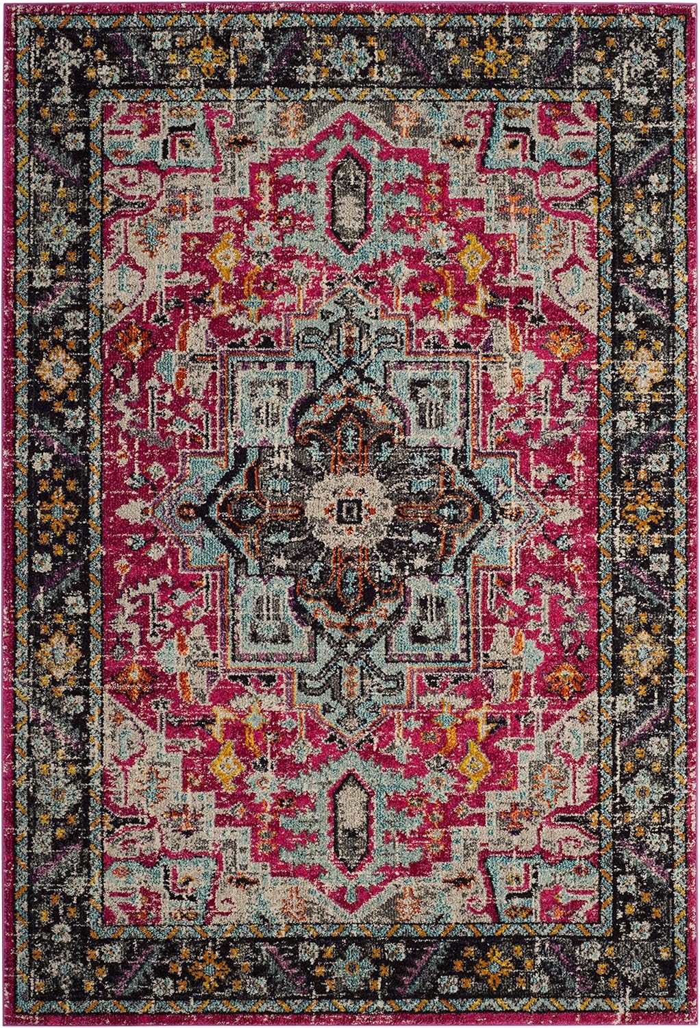 safavieh monaco collection on Amazon Com Safavieh Monaco Collection Mnc253j Boho Chic Medallion Distressed Non Shedding Stain Resistant Living Room Bedroom Area Rug 8 X 10 Fuchsia Grey Furniture Decor