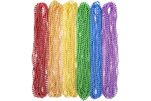 EOBOH 50PCS Pride Stuff, Gay Pride Beads Accessories, 6 Kinds of Metallic Rainbow Beads Necklace Bulk, LGBTQ Pride Necklace for Women Men, Costumes Decor for Pride Month Parade Throws Party Favors