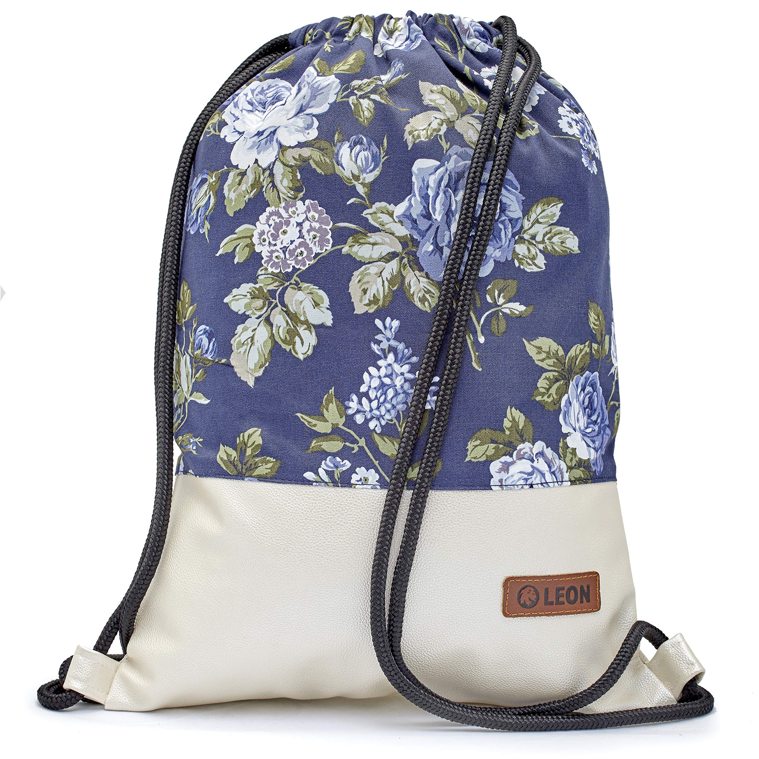 By Bers LEON Gym Bag with Inner Pockets Zip Backpack Bag Women Men Teenager Gym Bag Gym Bag, Rose blue_mother of pearl, 35cm x 45cm, Gym bag gym bag backpack