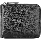 EE Men's Leather Zipper Wallet RFID Blocking Zip Around Wallet Bifold Multi Card Holder Purse black2