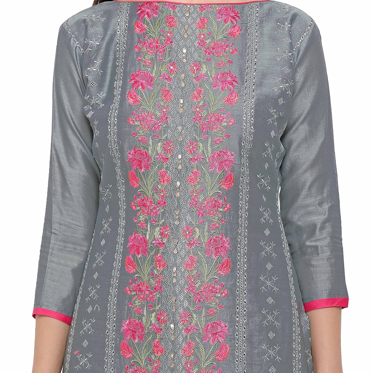 rajnandini women's heavy chanderi unstitched dress material (charcoal_free size)