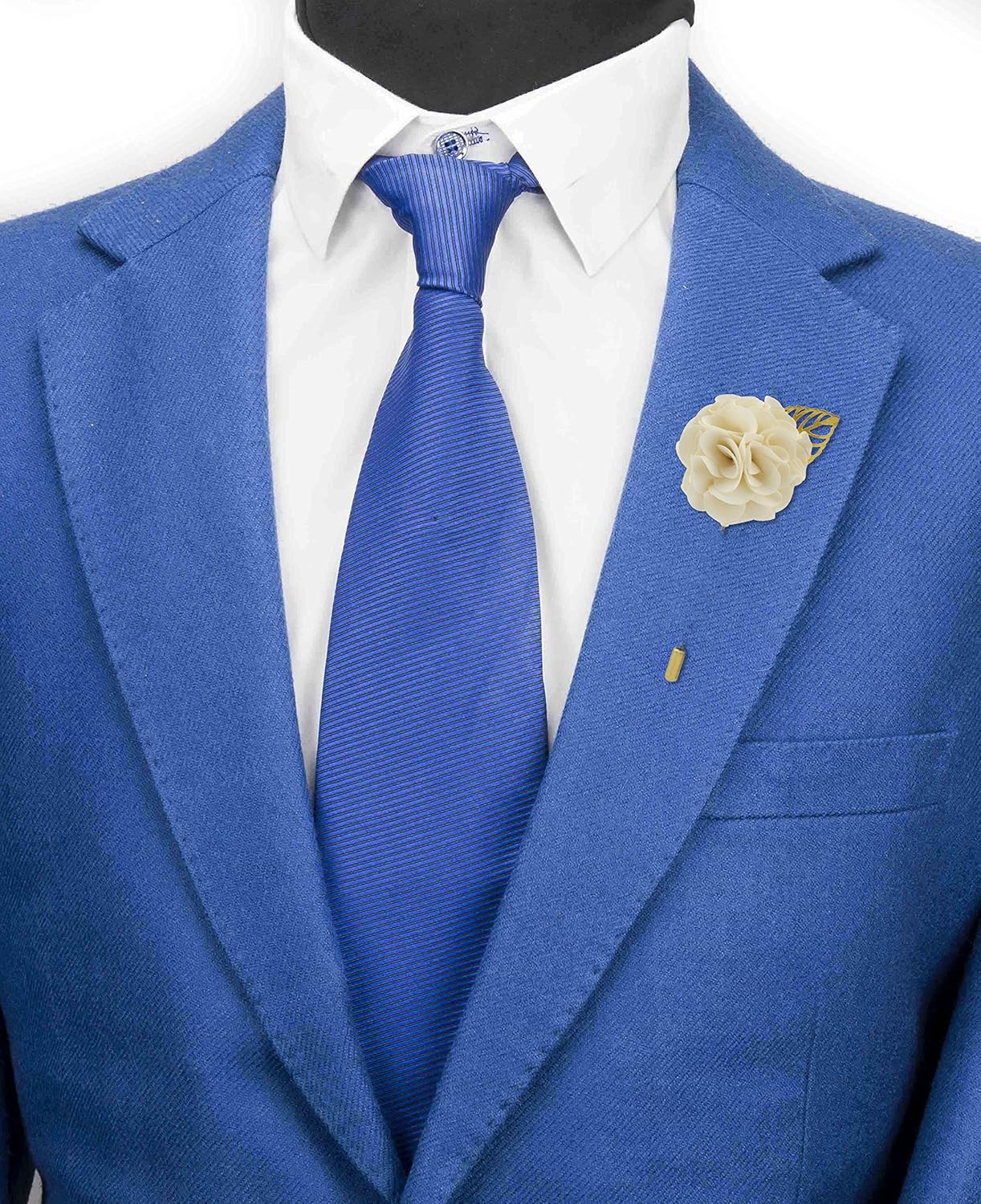Brooch Lapel Pin for Men Off-White Bunch Flower with Golden LeafLapel Pin Badge Coat Suit Wedding Gift Party Shirt Collar Accessories - Image 3