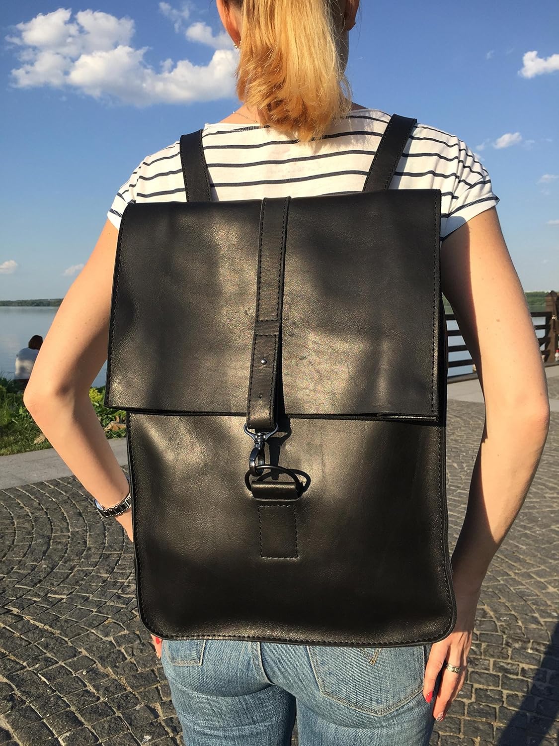 amazon black leather backpack