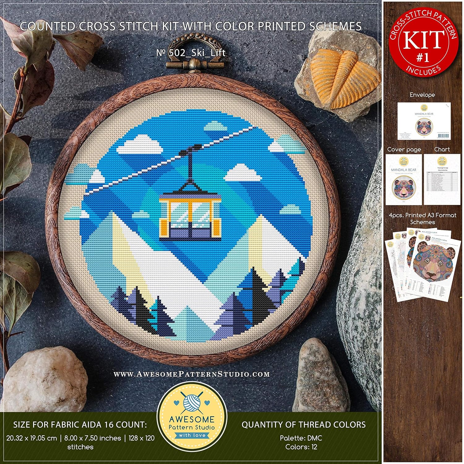 Ski Lift K502 Embroidery Cross Stitch Kit Embroidery Kits Stitch Patterns Embroidery Designs Cross Stitch Kits Needlepoint Kits Patterns Arts Crafts Sewing Fcteutonia05 De