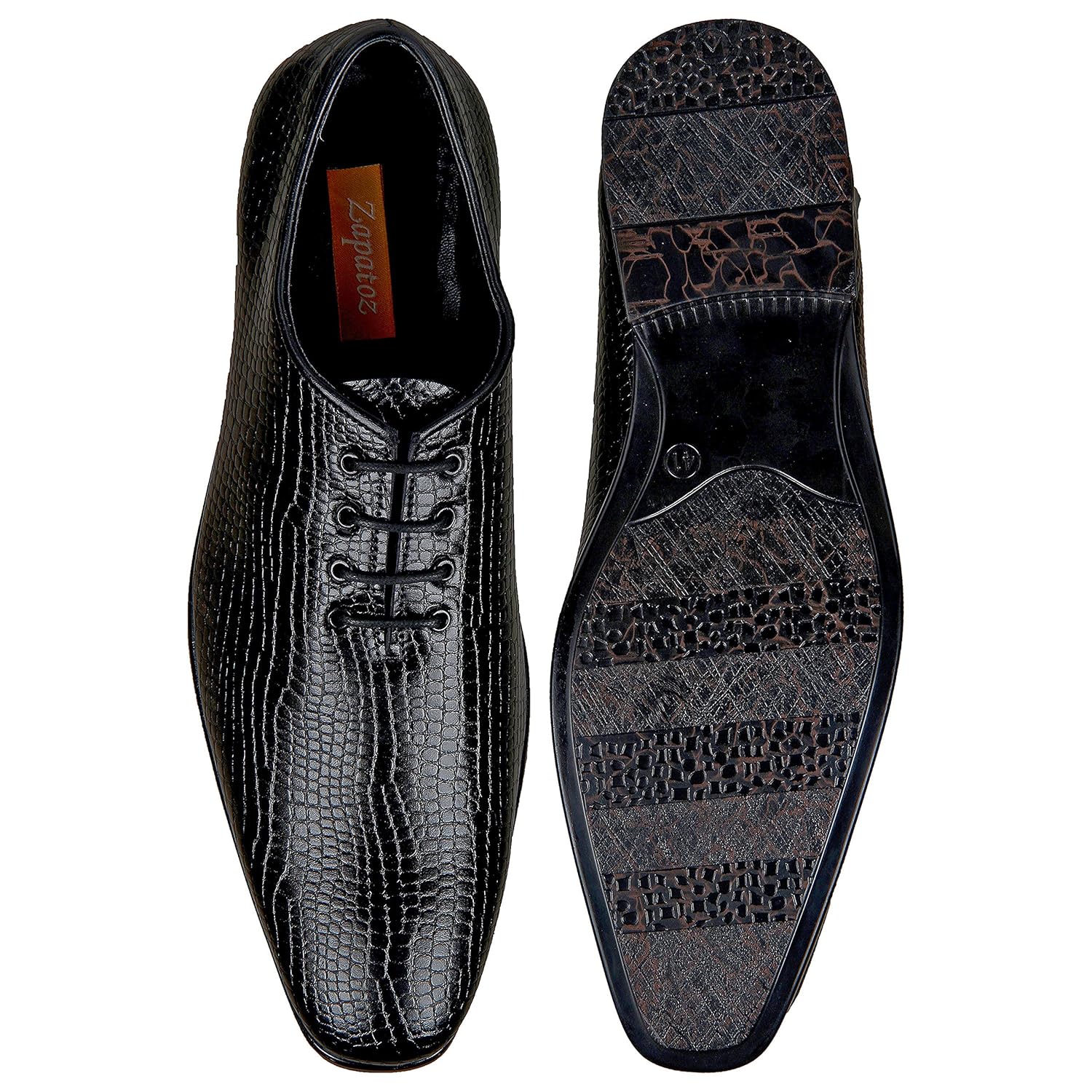 zapatoz men's pu formal lace-up shoes_(8808-black)