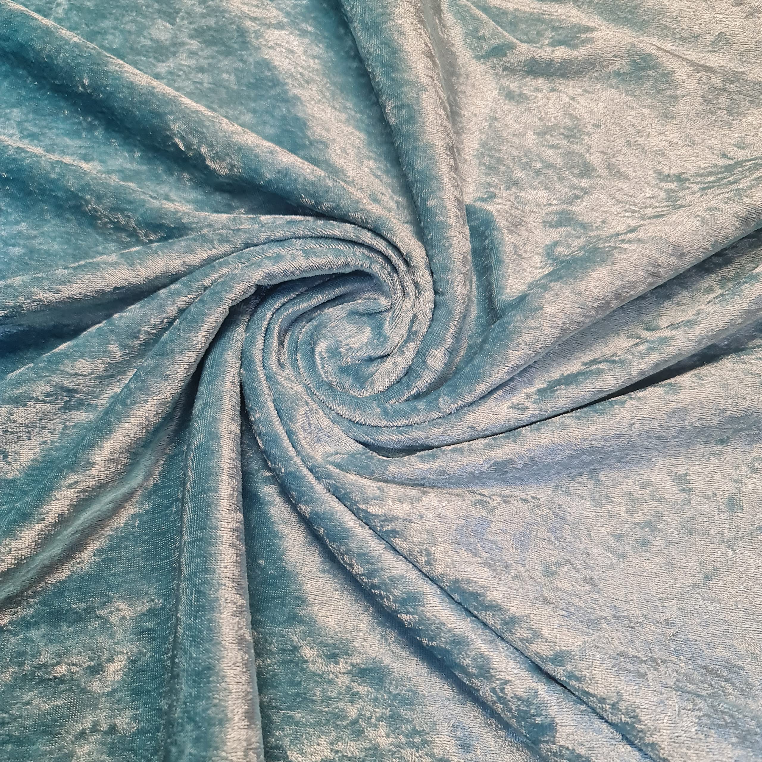 Premium Crushed Velvet Fabric Craft Stretch Velour Material 150cm Extra Wide -EP (Kingfisher, 1 Meter)