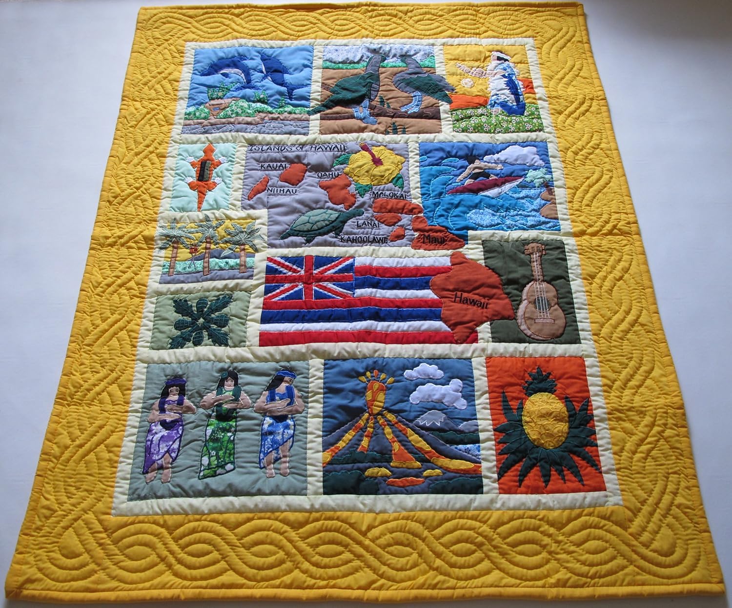 Hawaiian Quilt Baby Crib Blanket, Comforter, Wall Hanging