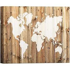 SIGNWIN Canvas Wall Art A White World Atlas...