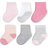 Fruit of the Loom All Weather Baby & Toddler Socks - Cotton Crew Socks with Grips for Boys, Girls and Unisex