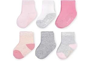 Fruit of the Loom All Weather Baby & Toddler Socks - Cotton Crew Socks with Grips for Boys, Girls and Unisex