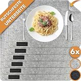 Luxflair Filz Platzmatten-Set Für 4 Personen – 30x45 Cm, Waschbar, Modernes Design In Schwarz/Grau