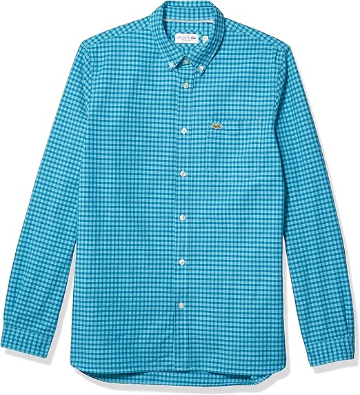 Amazon Lacoste メンズ 長袖 ギンガム レギュラーフィット オックスフォード ボタンダウンシャツ シャツ 通販