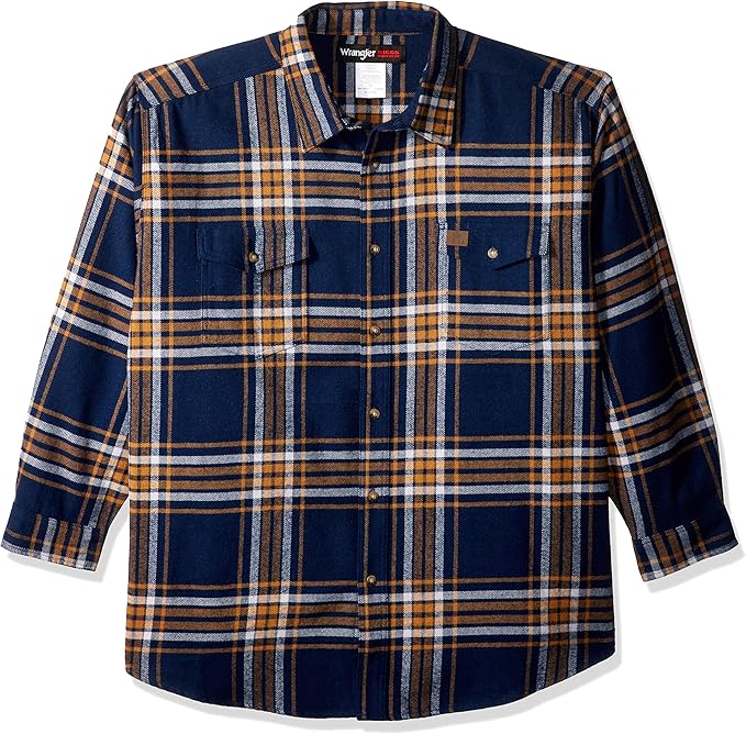 Amazon.com: Wrangler Riggs Workwear Men's Big & Tall Heavyweight Flannel Shirt, dark brown, 2XT 