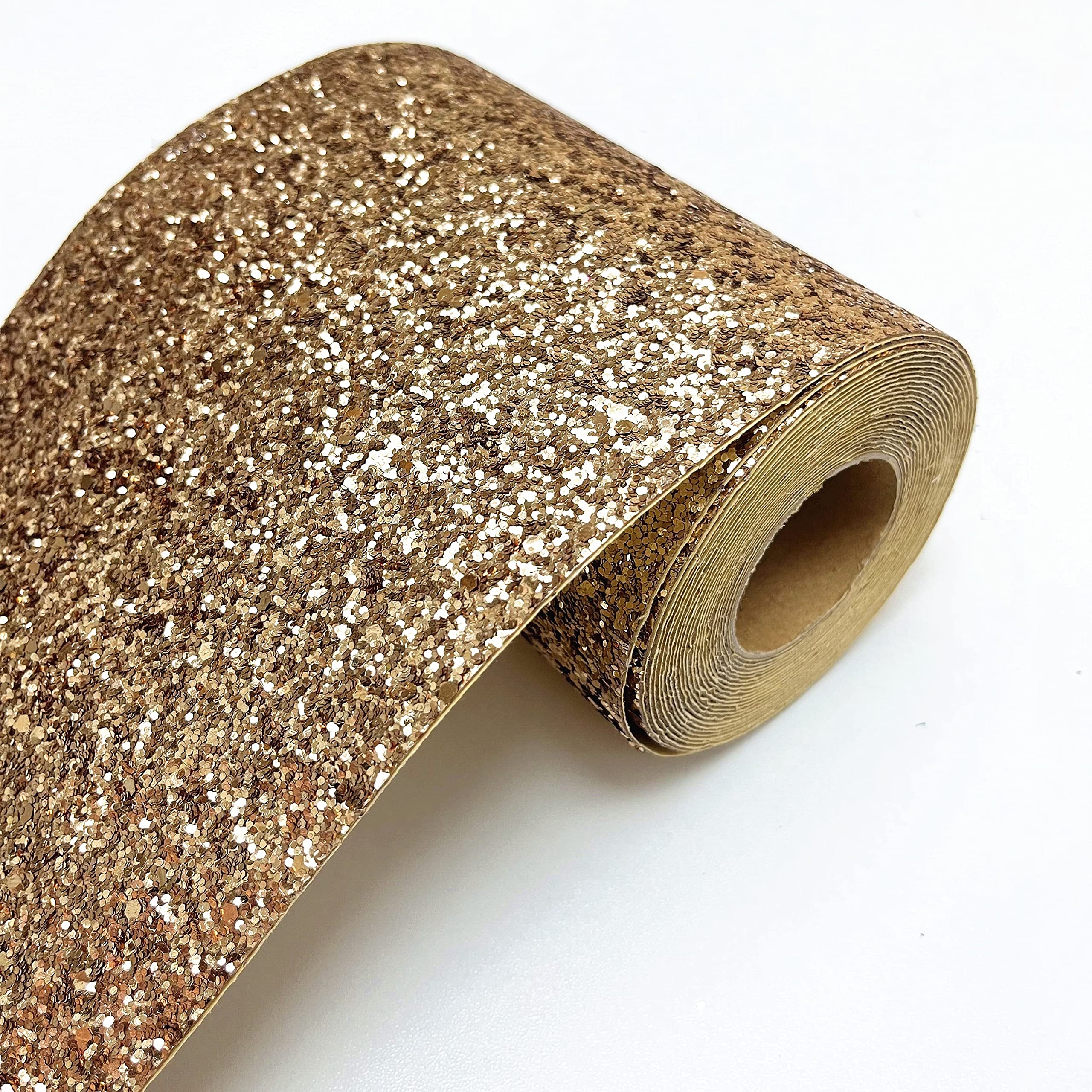 DHHOUSE Gold Chunky Glitter Wallpaper Border,Peel and Stick Glitter Wall Border (13cm x 5 Meters, Gold)
