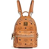 MCM Women's Side Stud Baby Stark Backpack, Cognac, Tan, Print, One Size