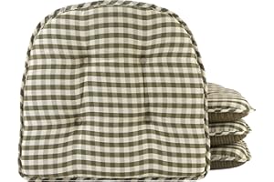 Klear Vu Omega Non-Slip Universal Chair Cushions for Dining Room, Kitchen and Office Use, U-Shaped Skid-Proof Seat Pad, 15x16 Inches 4 Pack Gingham Pine 4 Count