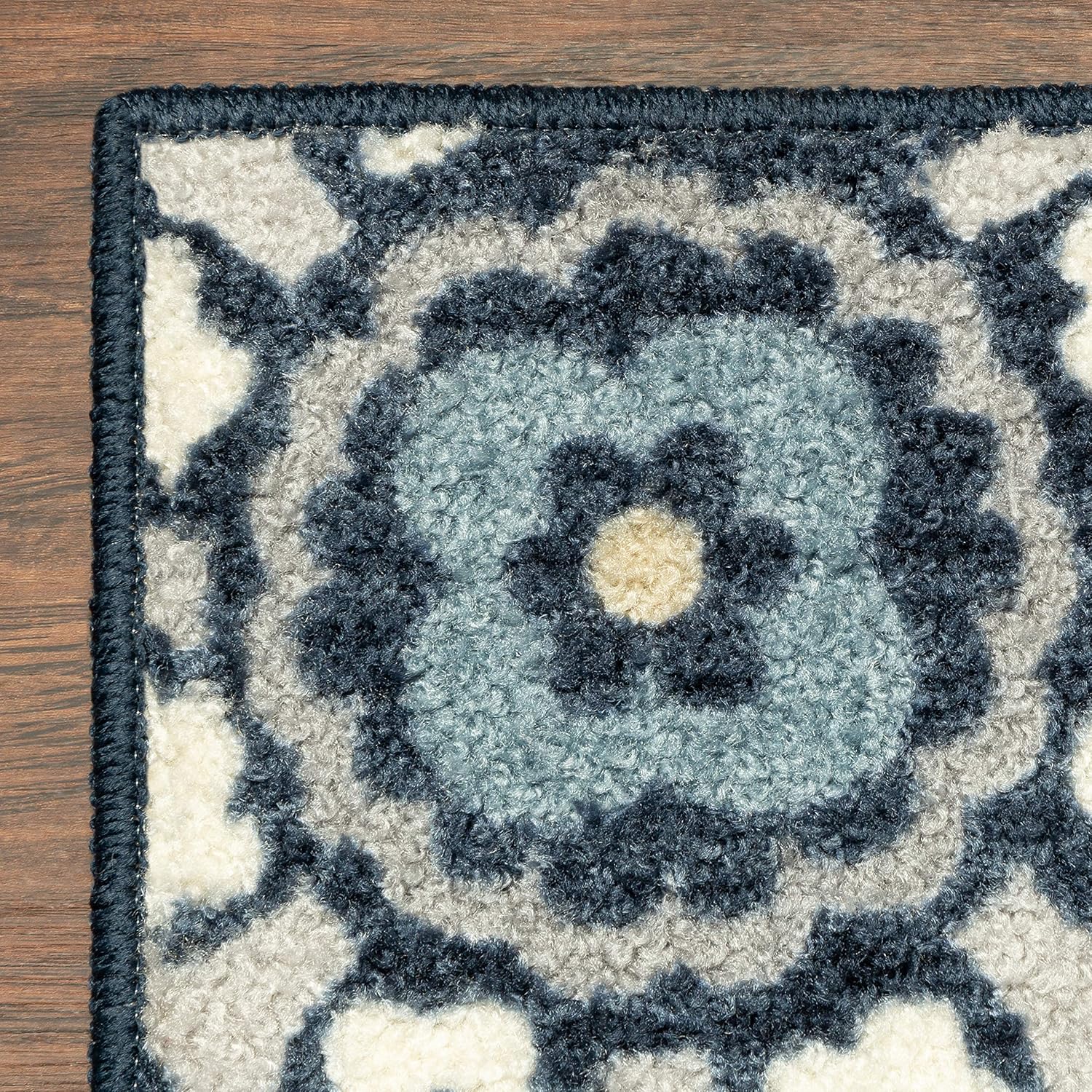 Maples Rugs Reggie Floral Runner Rug Non Slip Hallway Entry Carpet [Made in USA], 2 x 6, Persian Blue: Furniture & Decor