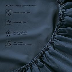 Lane Linen Queen Fitted Sheet, 100% Organic Cotton