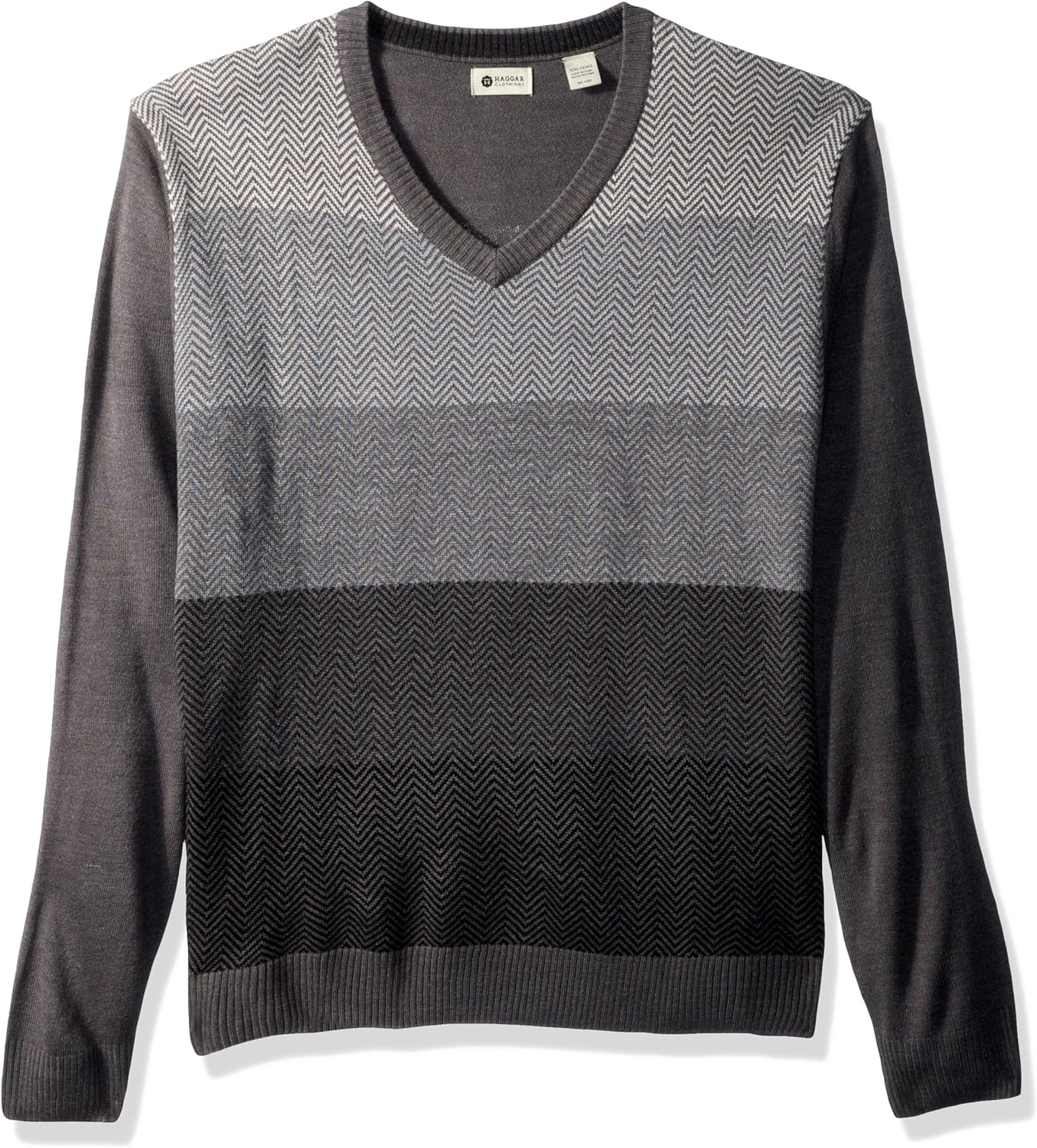 Haggar Men's Soft Acrylic All Over Herringbone V Neck Sweater at Amazon Menâs Clothing store