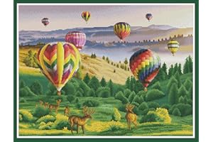 Maydear Cross Stitch Kits Stamped Full Range of Embroidery Starter Kits for Beginners DIY 11CT 3 Strands - Colorful Balloons 30.4×23.7(inch)