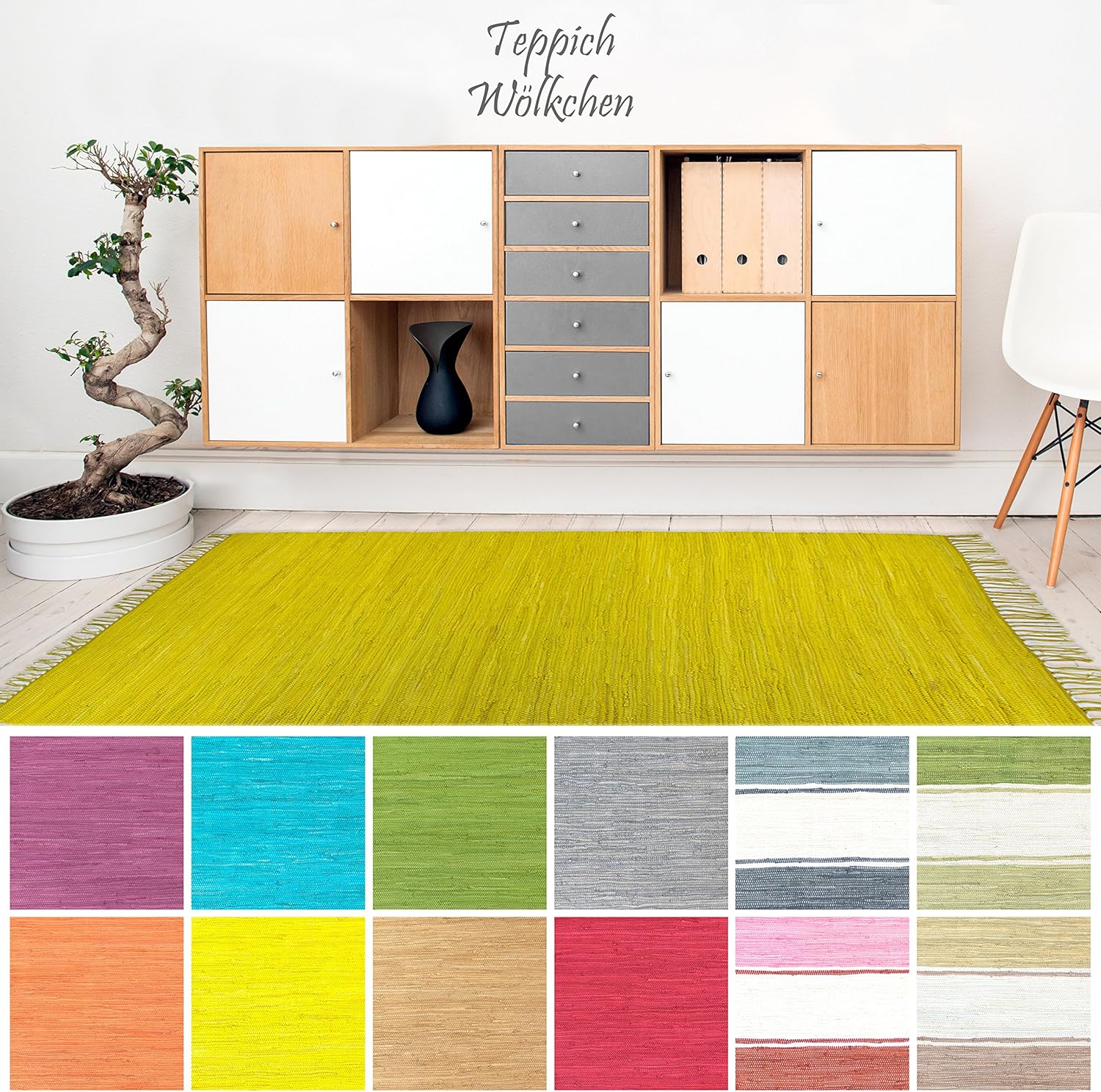 Amazon.de: Handweb Flicken-Teppich aus Baumwolle | Geflochtene Indische