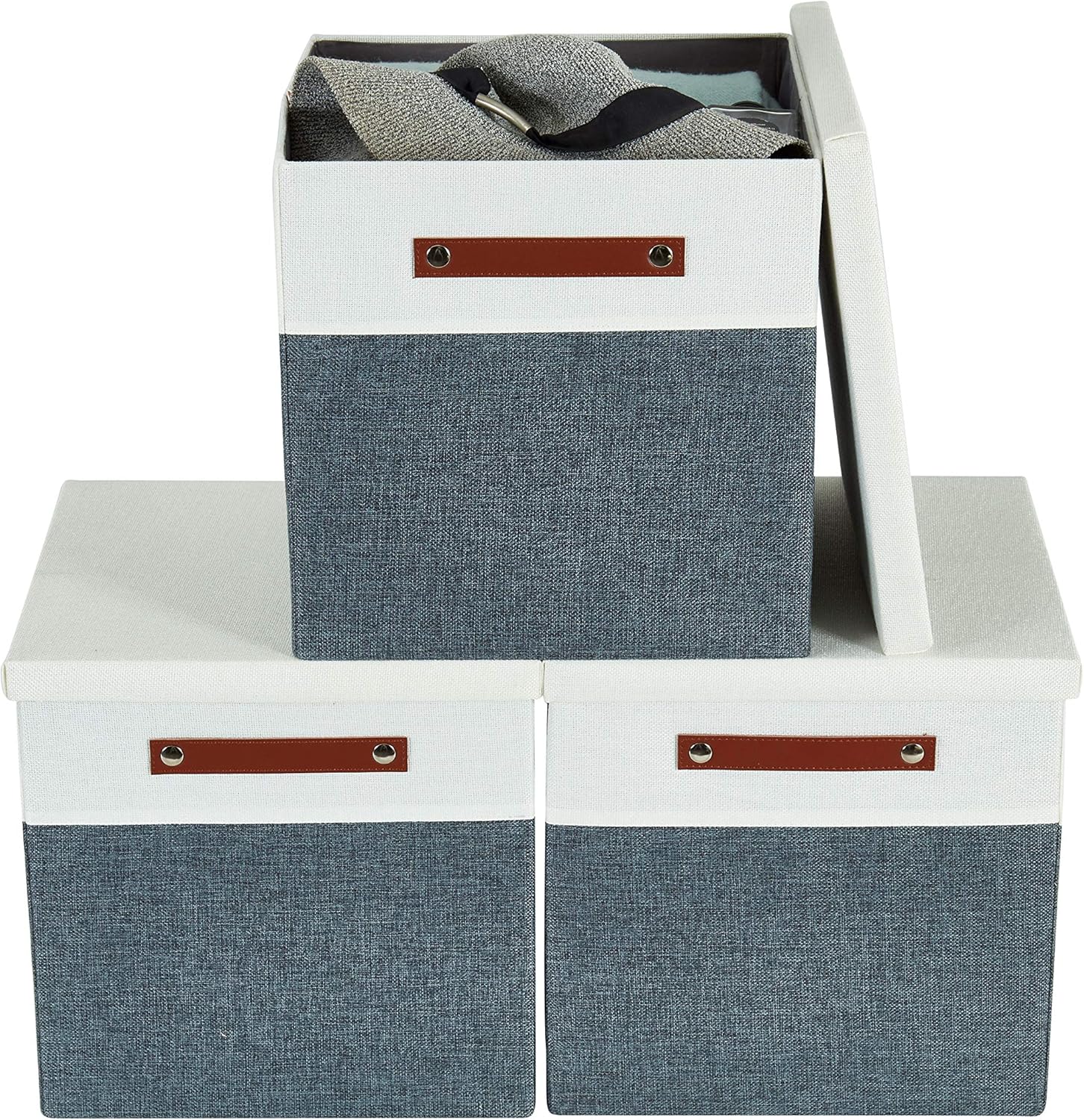 Stackable Foldable Cube Storage Bin Rugged Canvas Fabric