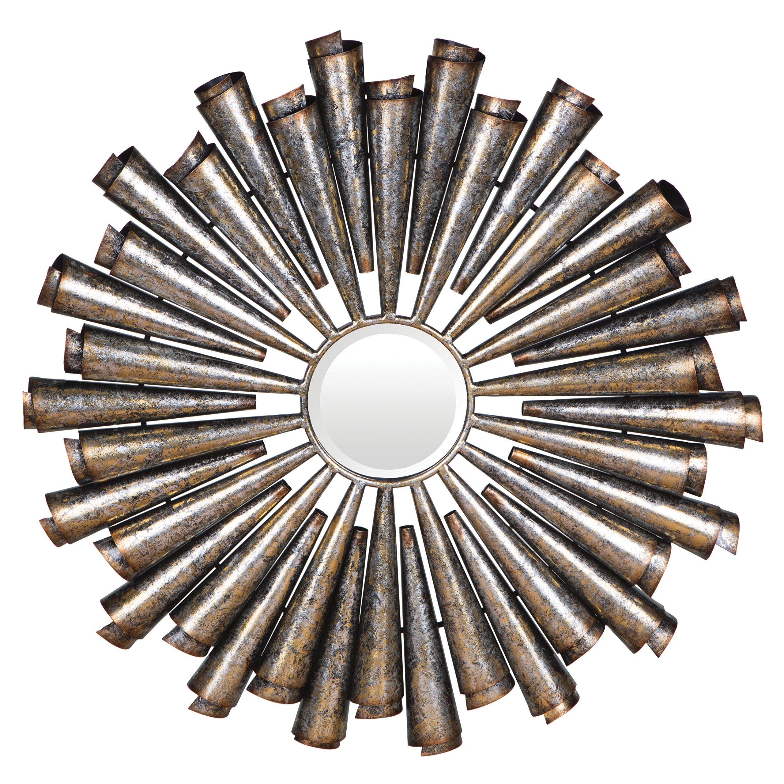 Premier Housewares Tribeca Round Wall Mirror, Silver/Distressed Finish