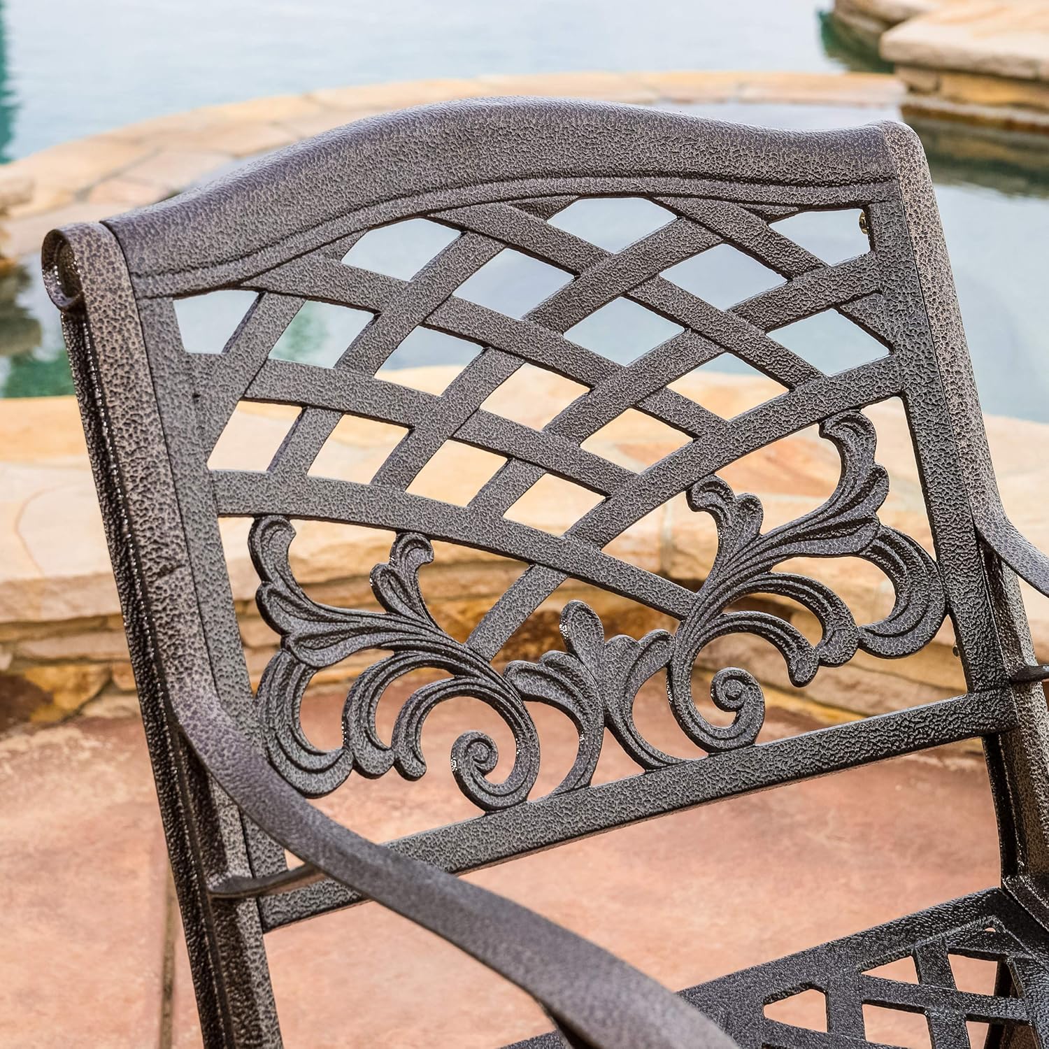 Christopher Knight Home Sarasota Outdoor Cast Aluminum Outdoor Chairs, 2-Pcs Set, Hammered Bronze: Garden & Outdoor