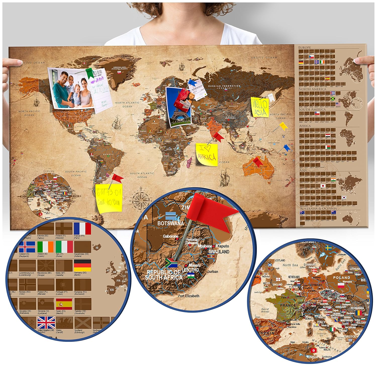 Murando Scratch Off World Map 100x50 Cm Blue Wall Poster Maps For Scratching Travel Design K A