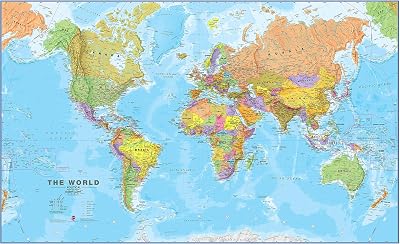 Maps International Huge World Map Political 2025 201cm x 116.5cm Front Sheet