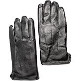 CANDOR AND CLASS Men's Rabbit Fur Lined Leather Gloves, Touchscreen, Leather Gloves for Men, Gift Box