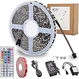 RGB LED Strip Lights Kit,BEILAI RGB LED Light Strip Waterproof SMD 5050 DC 12V Flexible Neon Tape 16.4 Ft (5M) 300leds with 44key Controller for Christmas Kicthen Party Indoor and Outdoor decoration
